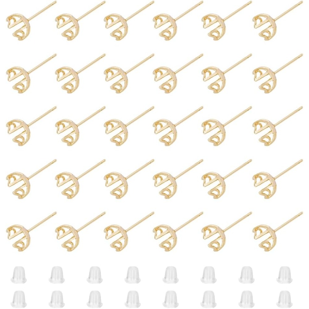 Pearl Stud Earrings - 30 قطعة القرط تصاعد 4-القلب الشق