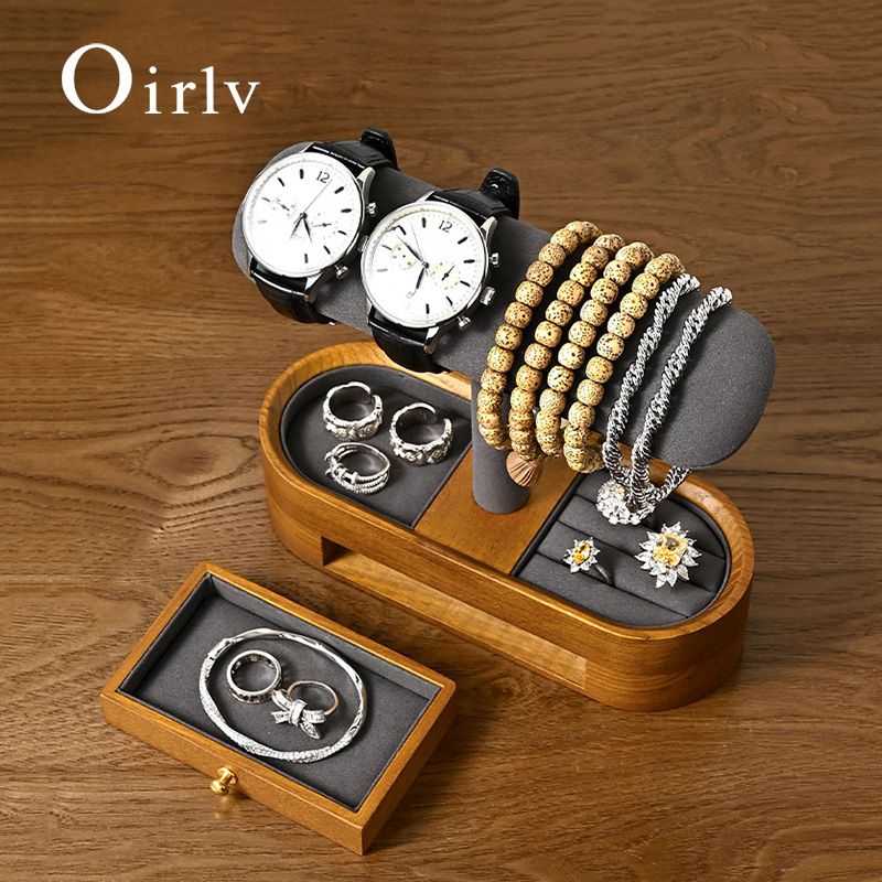 Jewelry And Watches Box - Oirlv خشب متين ساعة منظم الرف