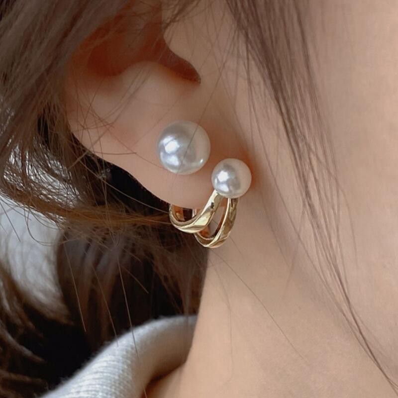 Pearl Stud Earrings - 925 الفضة إبرة الكورية موضة اللؤلؤ