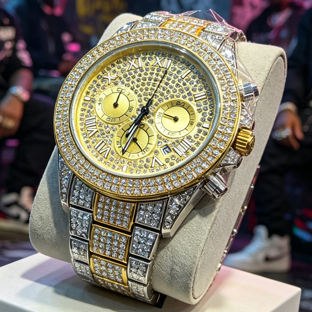 ساعة كوارتز رجالية فاخرة مرصعة - مراجعة Jewelry Watches Brands وسعره