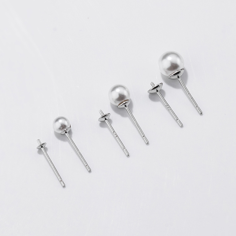 S925 فضة أقراط قاعدة الإعداد م - مراجعة Pearl Stud Earrings وسعره