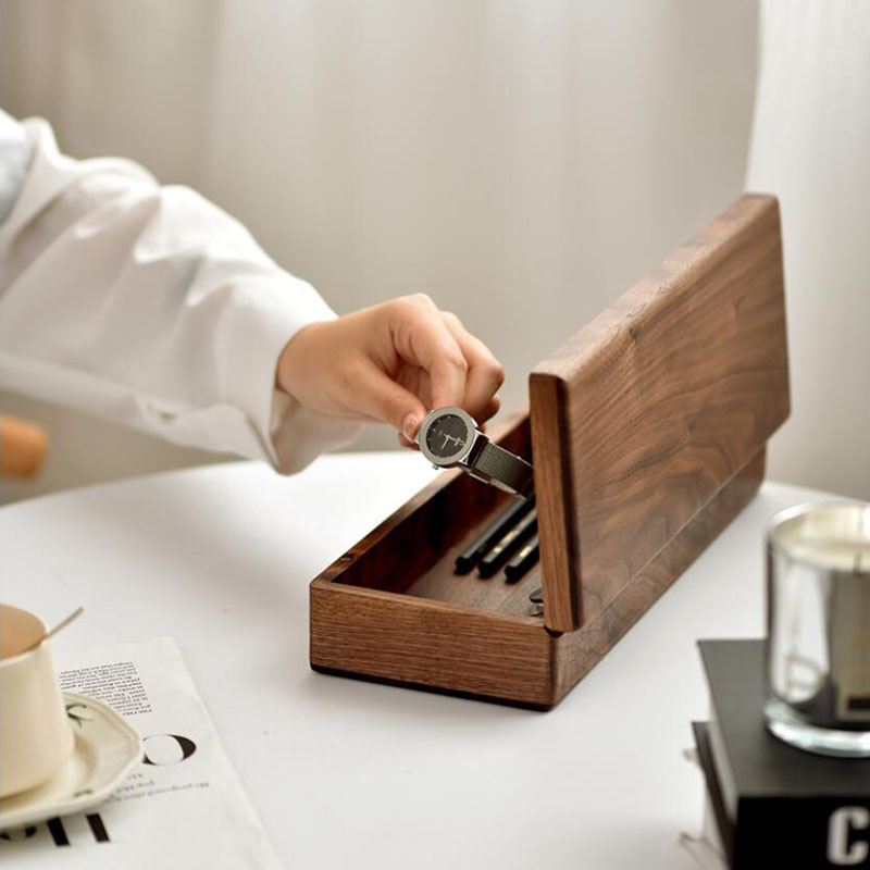 الجوز الأسود الراقية صندوق تخز - مراجعة Jewelry And Watches Box وسعره