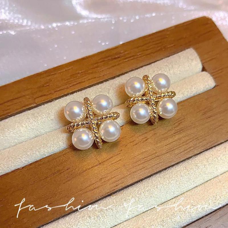 أقراط لؤلؤية كورية أنيقة على ش - مراجعة Pearl Stud Earrings وسعره